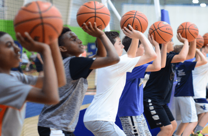 Evolution youth basketball camp shooting practice